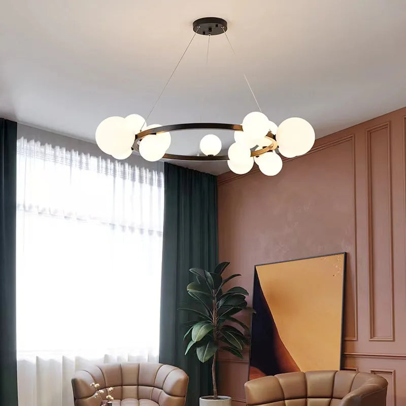 suspension en verre pour salon et restaurant avec fil réglable - vue 1 sur 18