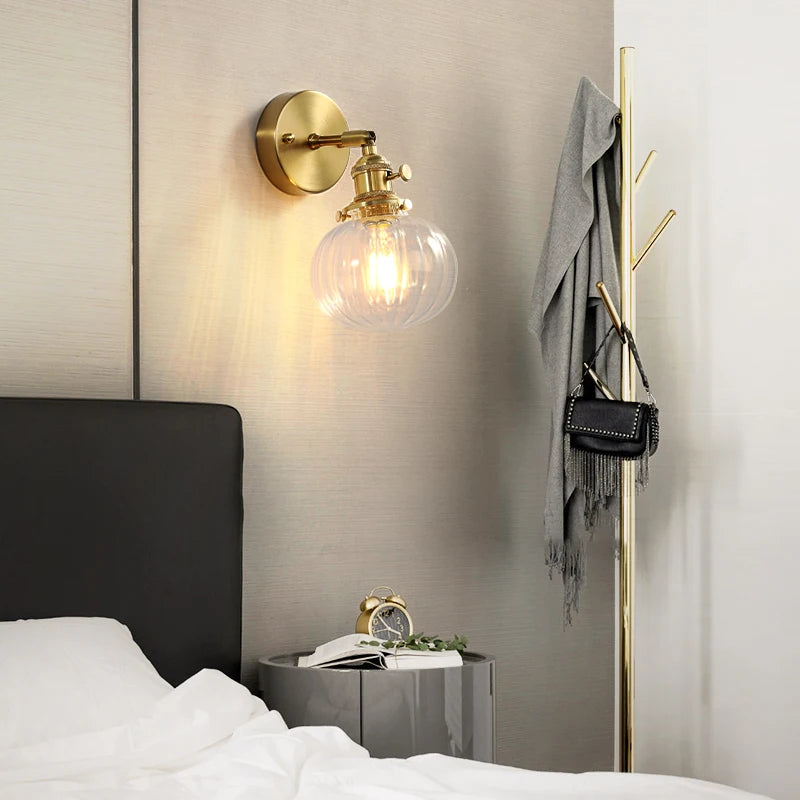 applique murale nordique en cuivre avec abat-jour en verre led - vue 5 sur 11