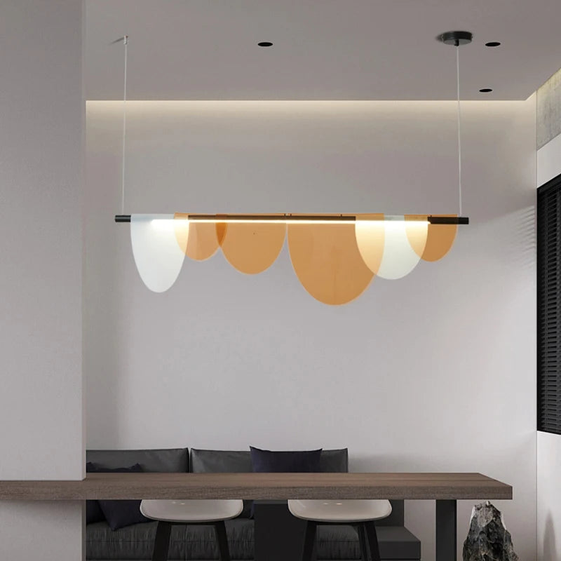 lustre led moderne demi-cercle minimaliste luminaire suspendu - vue 5 sur 12