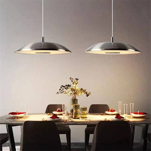 suspension scandi simple design ovni lumière décoration maison argent - vue 5 sur 6