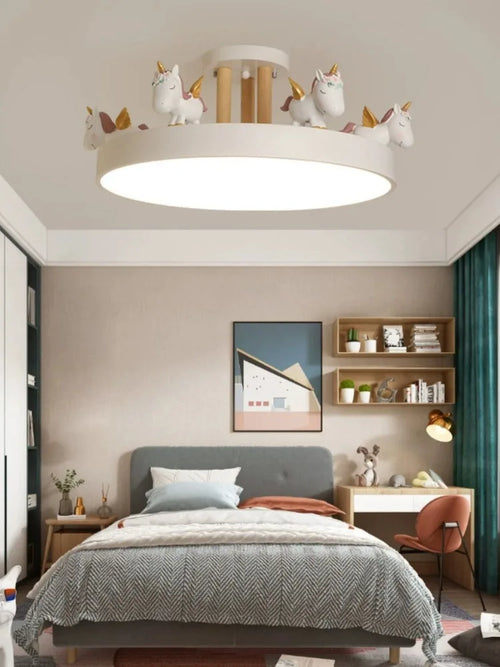 BOSSEN Scandinavian LED Children's Room Ceiling Pendant Light, Pink/Blue Unicorn for Living Room, Bedroom Home Decoration. - vue 3 sur 14