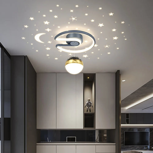 Noir gris 28W LED plafonnier pour couloir boule de verre nuances Foyer allée éclairage intérieur Luminaire Lustre effet étoile - vue 5 sur 8