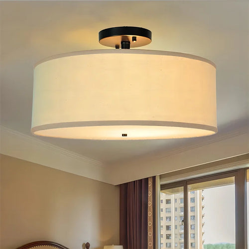 plafonnier moderne en fer forgé avec tissu lumineux - vue 3 sur 6