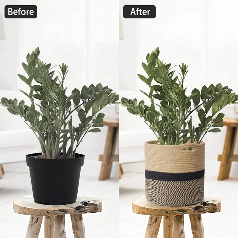 paniers tissés en coton pour rangement et décoration maison - vue 10 sur 12