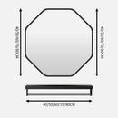 miroir irrégulier avec support de rangement pour maquillage