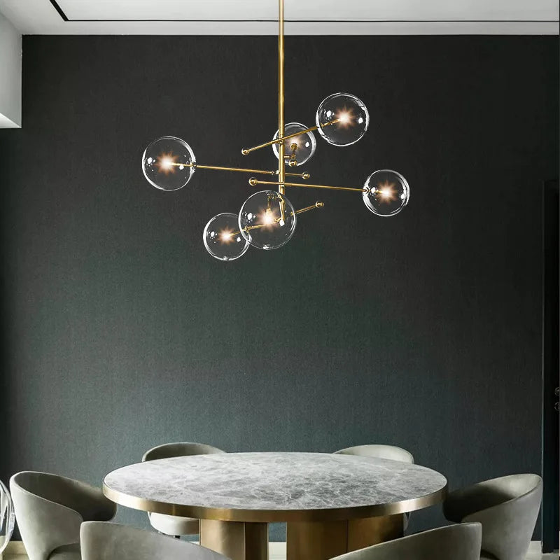 lustre led en verre nordique pour éclairage suspendu décoration intérieur - vue 6 sur 10