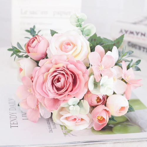 fleurs artificielles soie pivoine hortensia décoration mariage bouquet - vue 28 sur 40