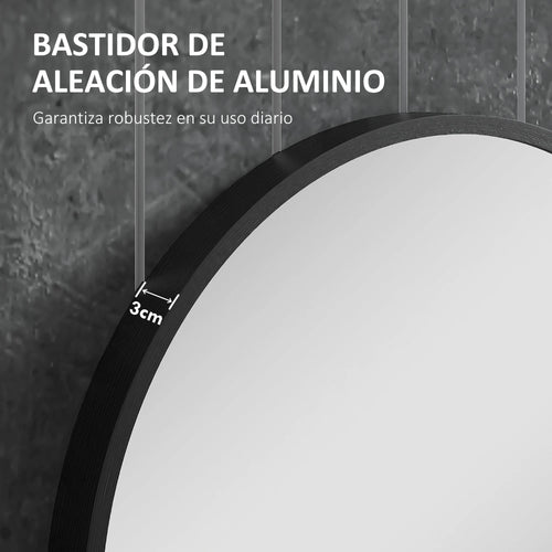 miroir ovale avec cadre en aluminium noir pour décoration intérieure - vue 6 sur 7