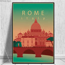 affiche rétro des villes du monde pour décoration murale