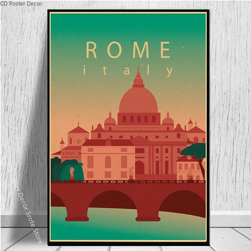 affiche rétro des villes du monde pour décoration murale - vue 6 sur 6