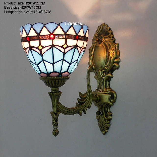 applique murale baroque en verre teinté à fleurs turques