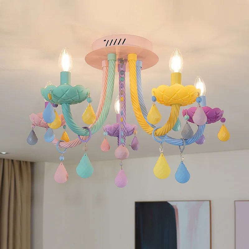 lustre arc-en-ciel pour enfants style macarone kawaii led - vue 3 sur 14
