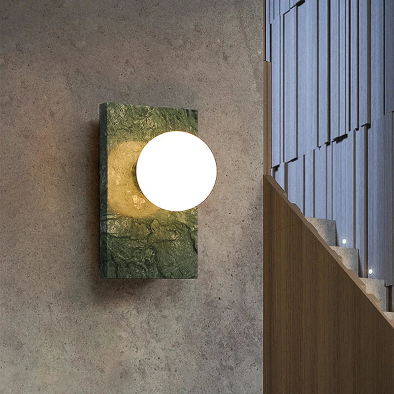 applique murale rétro en marbre et cuivre led - vue 2 sur 9