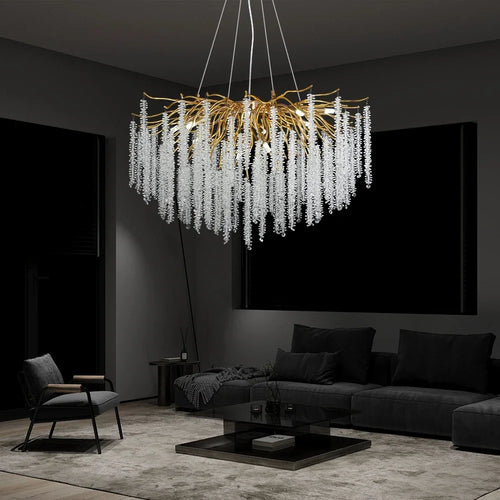 lustre suspendu en verre cristal design moderne pour décoration intérieure - vue 4 sur 10
