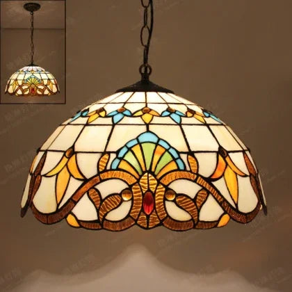 suspension tiffany en verre décorative style nordique paon faite à la main - vue 10 sur 10