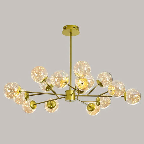 lustre moderne en forme d'étoile avec abat-jour en verre décoratif - vue 3 sur 24
