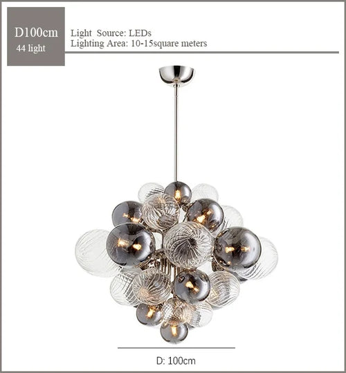 lustre nordique en verre globe avec éclairage led - vue 11 sur 10