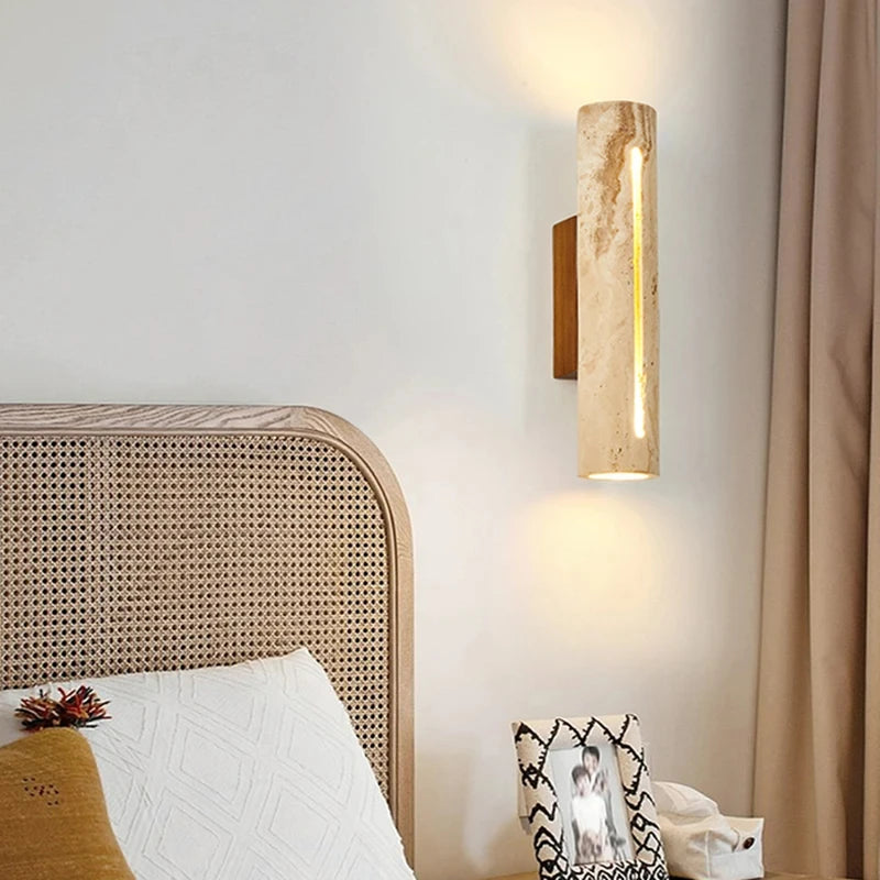 applique murale art déco en pierre naturelle et bois pour ambiance chaleureuse - vue 4 sur 8