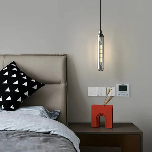 lustre en verre transparent avec cordon réglable en cuivre - vue 4 sur 8