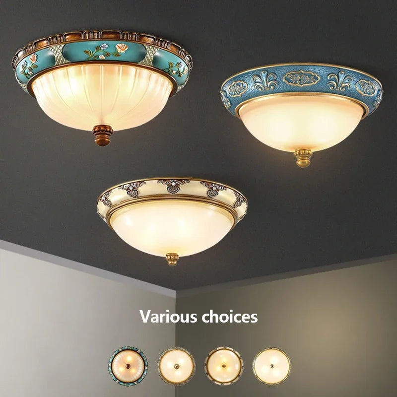 lampes de plafond led rondes design rétro en résine européenne - vue 2 sur 15