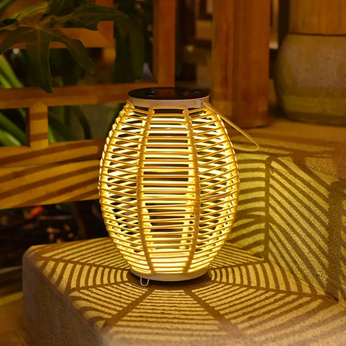 lanterne solaire en rotin pour ambiance extérieure créative - vue 24 sur 23