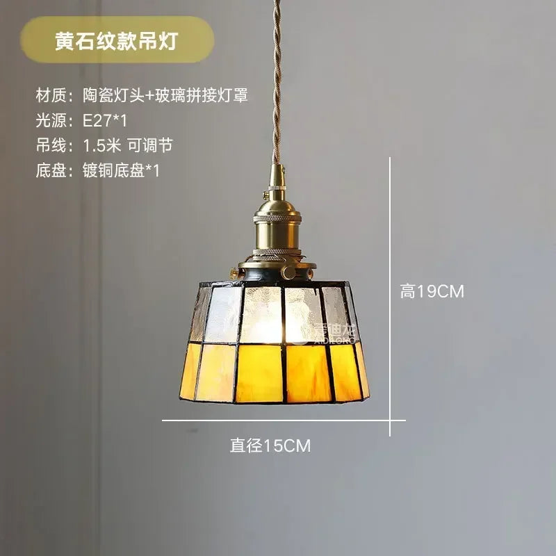 lustre en verre fait main style tiffany pour décoration intérieure - vue 15 sur 15