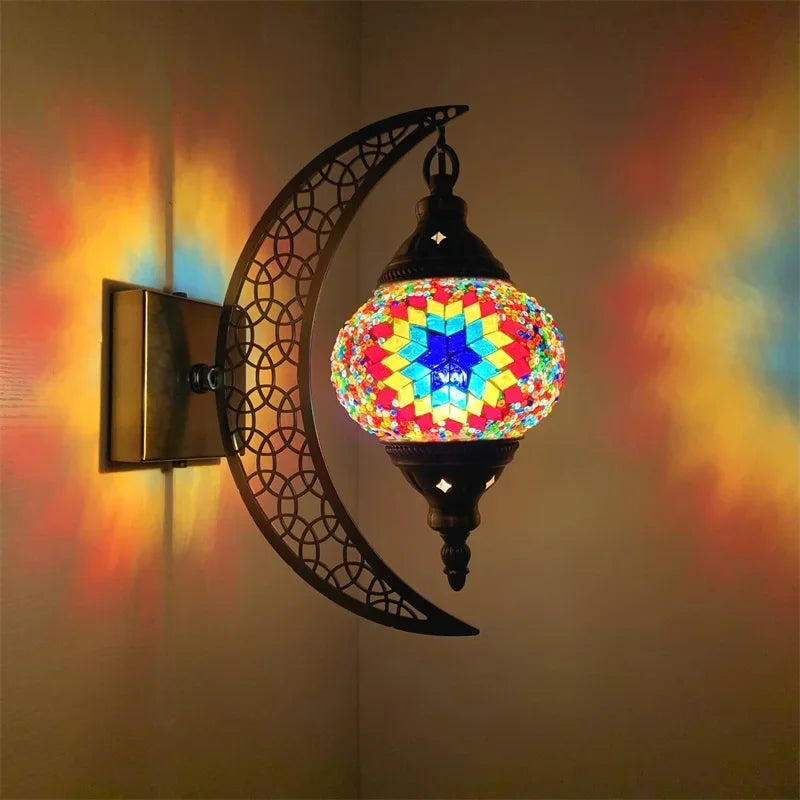 applique murale rétro bohème en forme de lune décorative artisanale