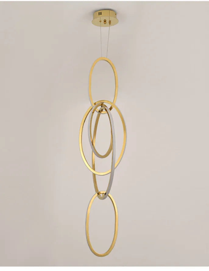 Modern Creative Stainless Steel Led Dining Room Chandelier Golden Staircase Living Room Light, Hanging Chandelier In Bedroom - vue 5 sur 11