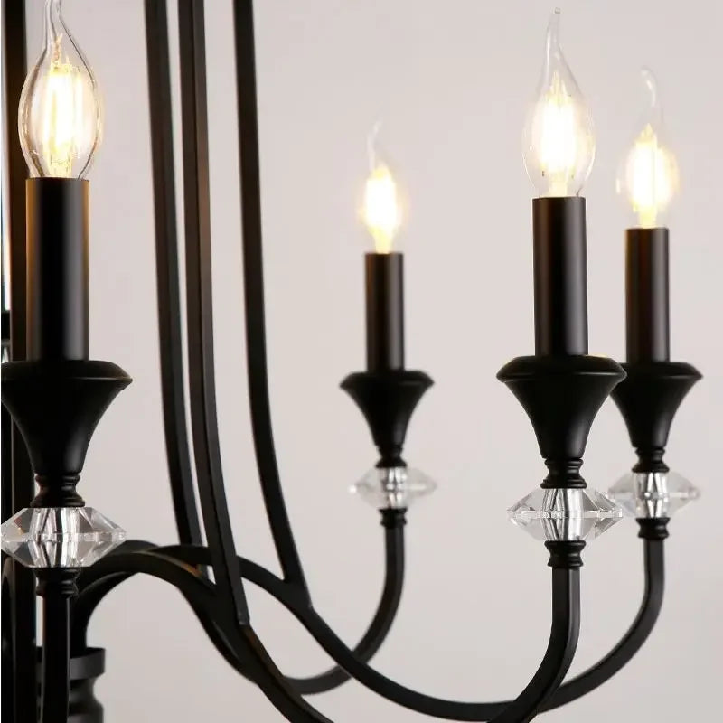 lustre rétro en cristal avec lampes led pour salon luxueux - vue 6 sur 14