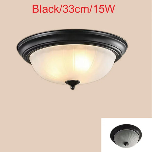 Plafonnier rond or/noir/Bronze plafonnier verre dépoli pour couloir salon cuisine LED lumineuse éclairage 110/220V - vue 12 sur 18