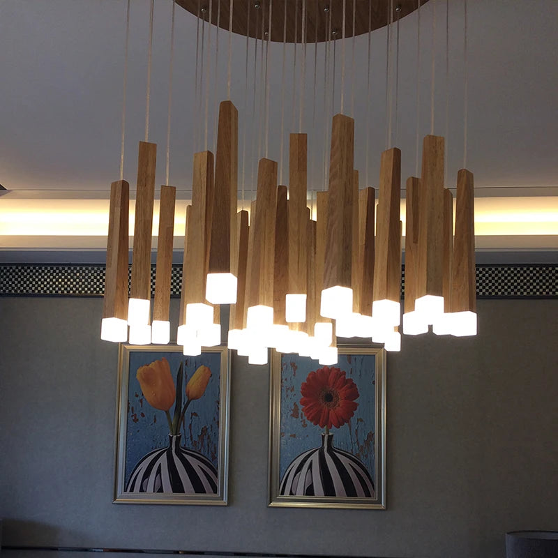 lustre suspendu moderne en bois pour tous les espaces - vue 1 sur 14
