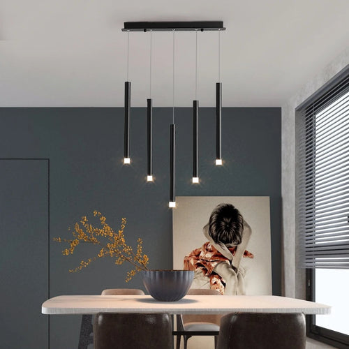 suspension moderne à led en fer noir créative à 8 têtes - vue 2 sur 9