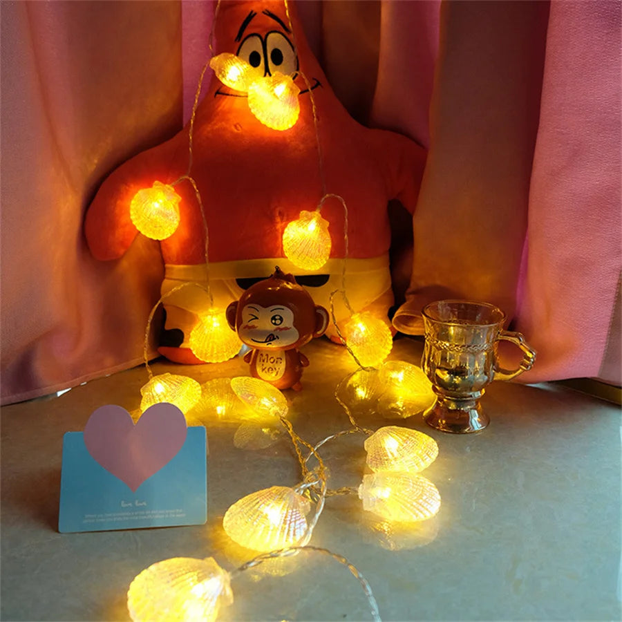 guirlande lumineuse coquillages pour décor océan fête mariage - vue 3 sur 7