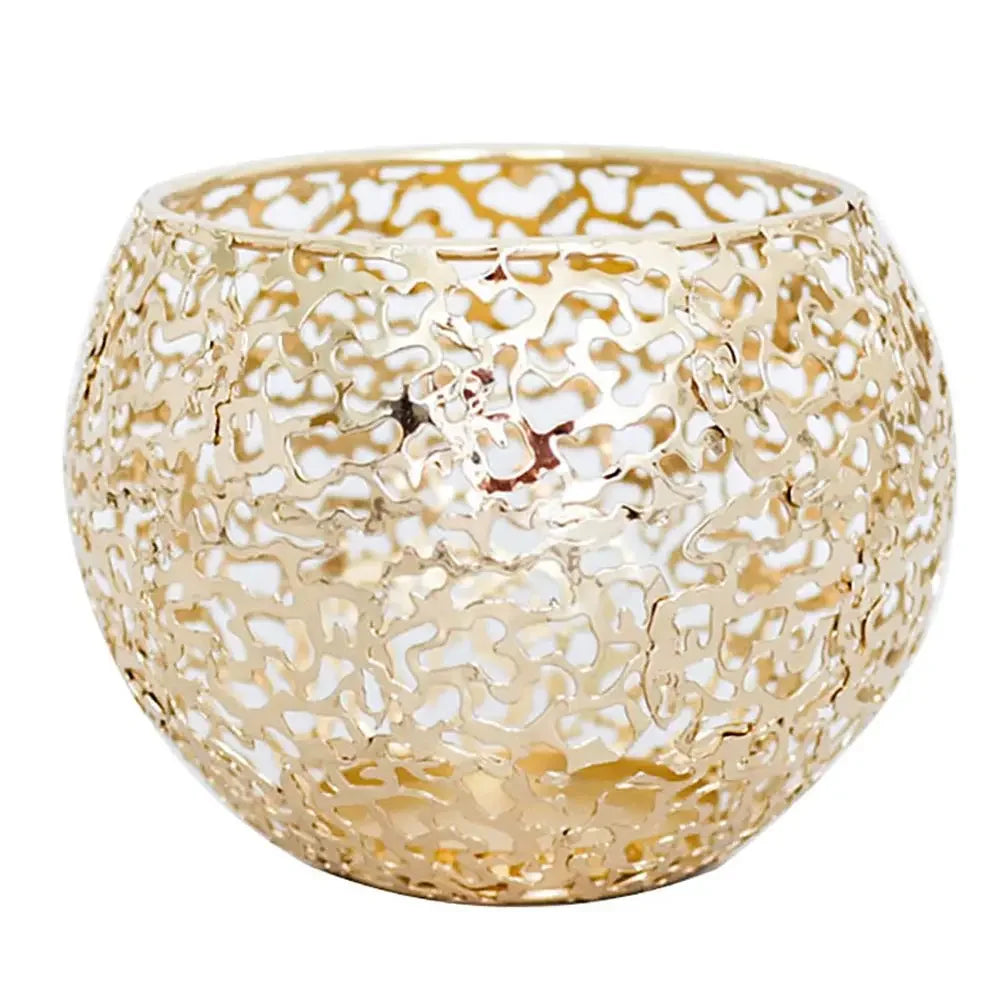 bougeoirs en métal doré au design complexe pour décoration élégante - vue 11 sur 11