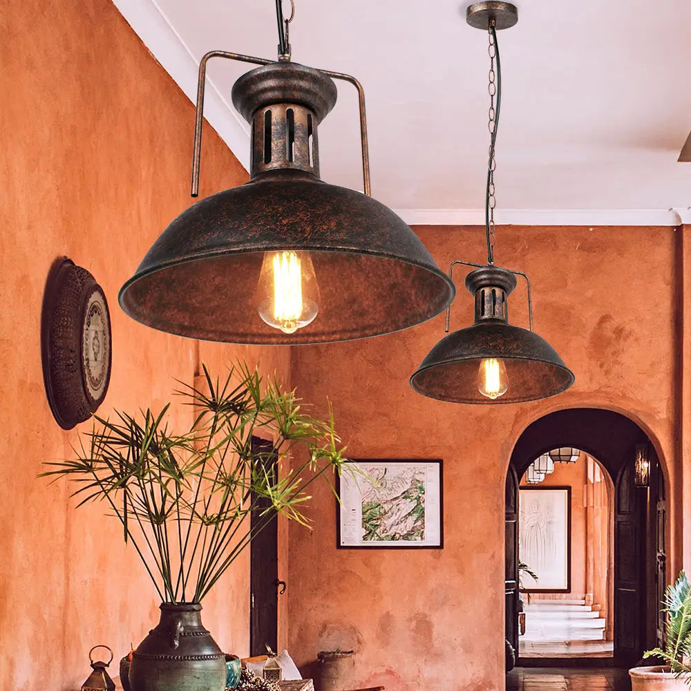 lustre rouille metal plafond maison restaur - vue 5 sur 23
