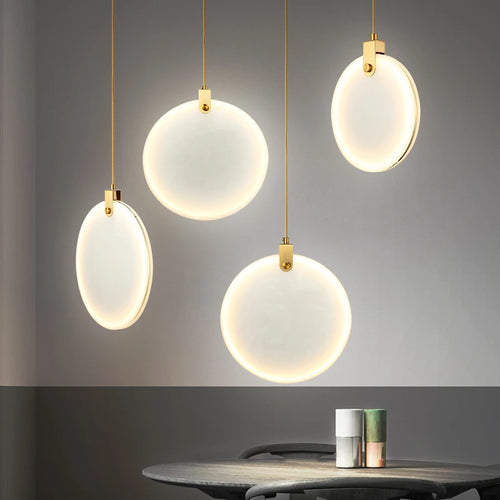 lustre moderne en marbre créatif led imitation luxe - vue 3 sur 10