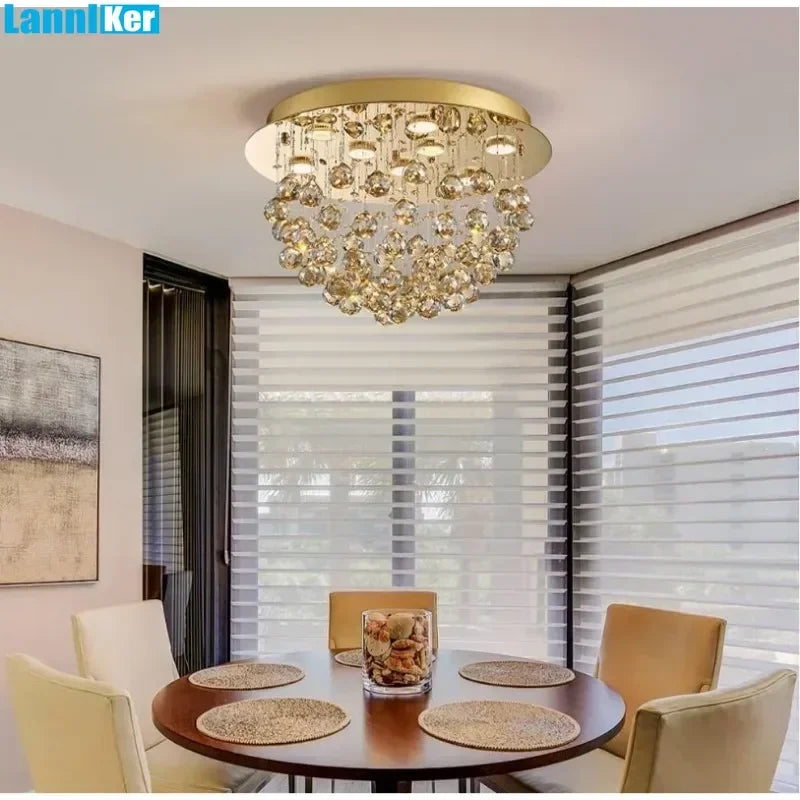 lustre en cristal moderne pour éclairage intérieur élégant - vue 6 sur 7