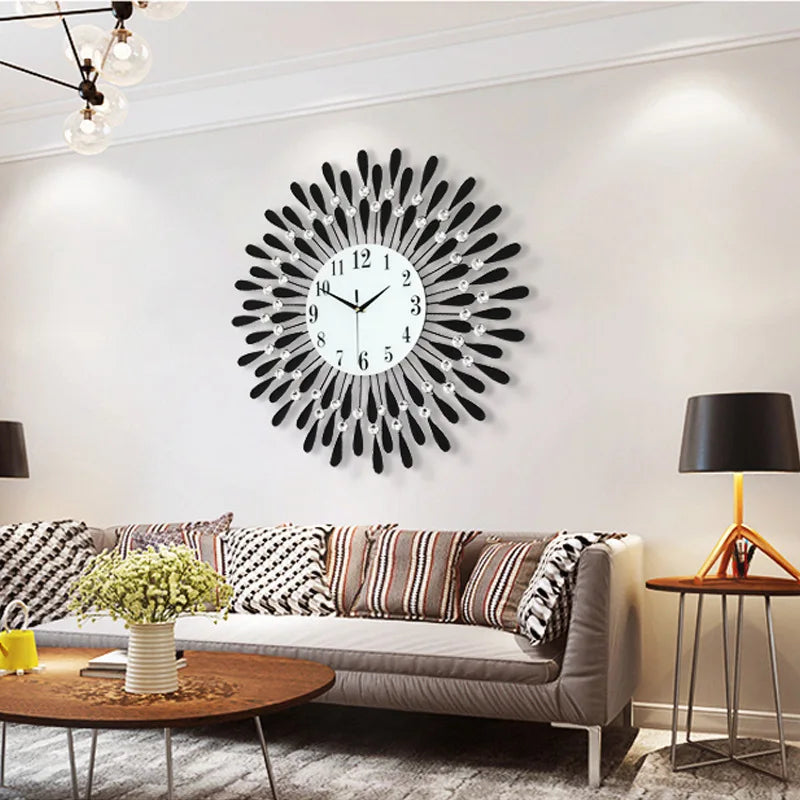 horloge murale 3D en cristal moderne silencieuse décoration intérieure - vue 4 sur 8