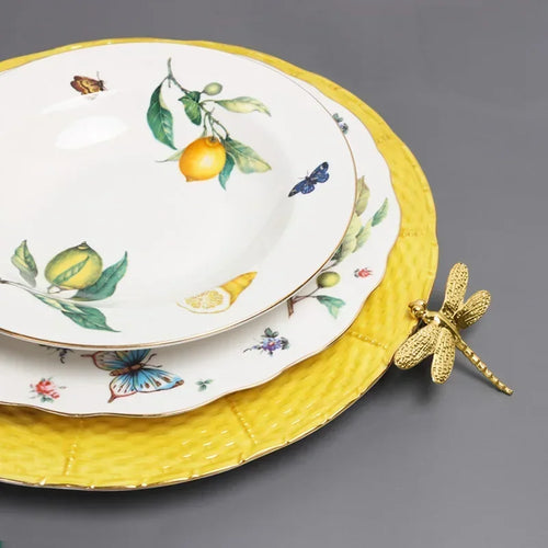 Assiette ceramique motif citron style europeen pour service - vue 6 sur 6