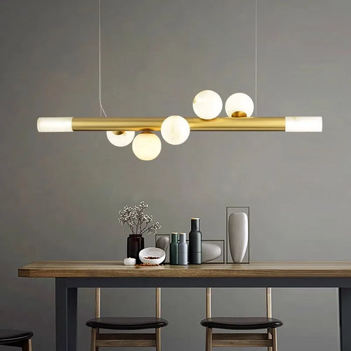 lustre de luxe en boule de marbre véritable post-moderne suspendu - vue 4 sur 10