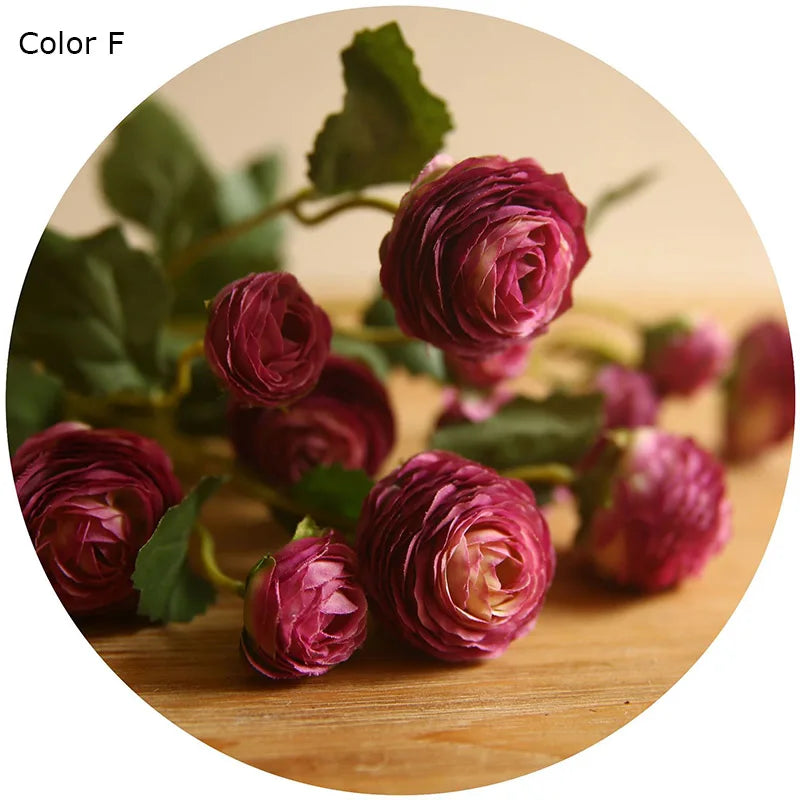 fleurs artificielles en soie roses et renoncules pour décoration de mariage - vue 12 sur 13