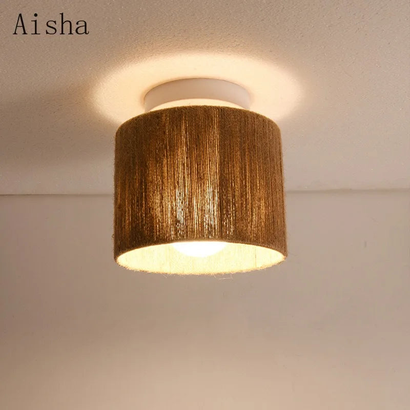 plafonnier en corde de chanvre style japonais rétro pour intérieur accueillant - vue 4 sur 8