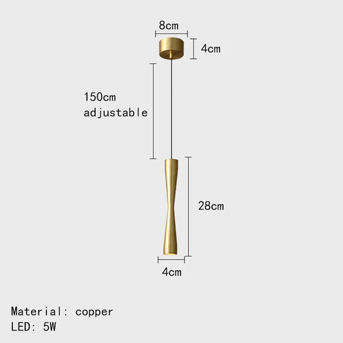 suspension LED design moderne cordon cuivre réglable 3 modifiables - vue 9 sur 8