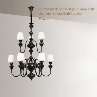 lustre à led en cuivre noir pour décoration d'hôtel élégant - vue 20 sur 22
