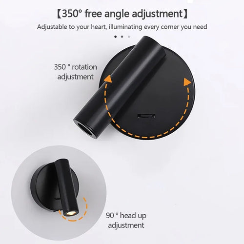 Applique murale led moderne réglable rotative pour lecture - vue 5 sur 12