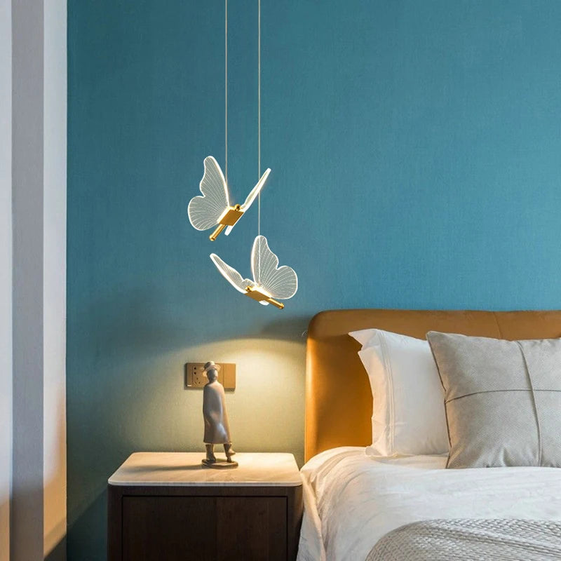 Lustre Papillon LED Acrylique Salle Escalier Suspension - vue 5 sur 12
