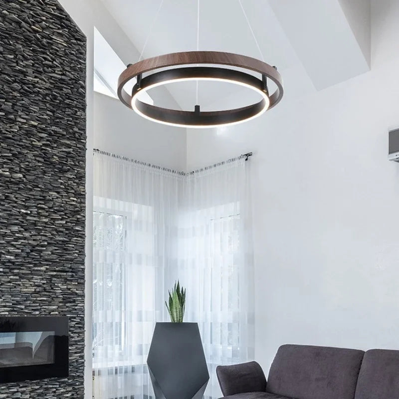 Nordic Rings Chandelier Living Room Decor Home Led Pendant Light Kitchen Island Dining Table Suspension Hanging Lamp - vue 3 sur 8