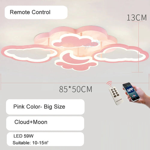 lustre led moderne en forme de lune étoile nuage pour enfants - vue 20 sur 25