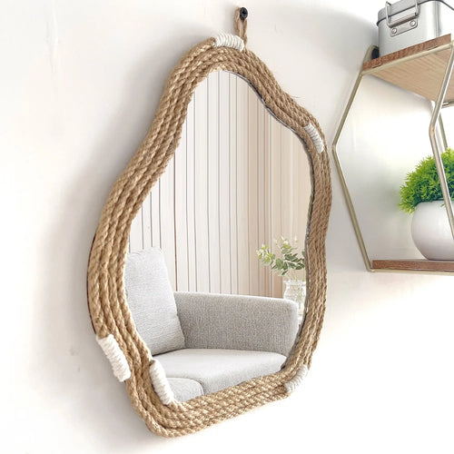 miroir décoratif nordique tissé à la main mural créatif et original - vue 4 sur 7