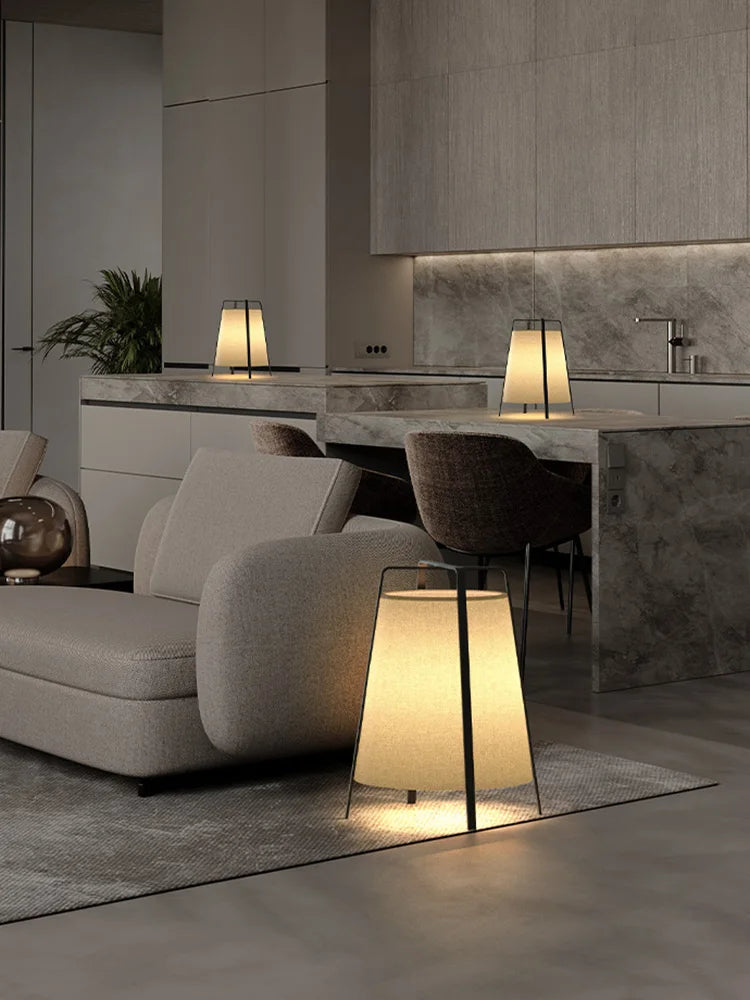 lampadaire japonais rétro en tissu design moderne élégant - vue 6 sur 8
